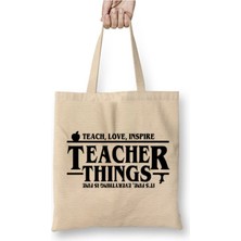 Toyaso Stranger Things Teacher Öğretmenler Günü Öğretmene Hediye Bez Çanta Uzun Saplı Alışveriş Çantası