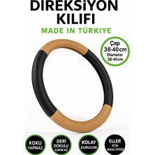 Trobus Land Rover Range Rover 2003-2012 Geçmeli Direksiyon Kılıfı Delikli Bej Siyah Deri