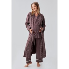 Artış Collection Uzun Kollu Desenli Esnek Pamuklu Hamile Sabahlık Pijama Takım 18301
