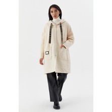 Shopping Shop Kapüşonlu Cepli Uzun Hırka Ekru