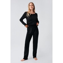 Artış Collection Uzun Kollu Ajurlu Düğmeli Esnek Pamuklu Pijama Takım 18213