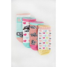 Katia & Bony 4 lü Paket Lazy Koala Kız Çocuk Patik Çorap Desenli