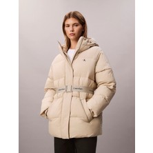 Calvin Klein Kemerli Orta Kalınlıkta Şişme Kadın Kahverengi Ceket LV047D507G-NSU