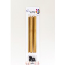 Çubuk Mum 20 cm Gold Uzun Pasta Mumu 6 Adt