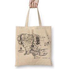 Toyaso Yüzüklerin Efendisi Lord Of The Rings Orta Dünya Haritası Bez Çanta Uzun Saplı Alışveriş Çantası