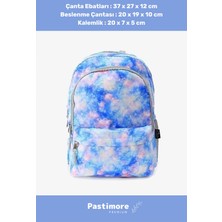 Enenstyle Fermuarlı Geniş 1.kalite Su Geçirmez Desenli Bölmeli Üçlü Okul Kalemlik Beslenme Sırt Çanta Seti