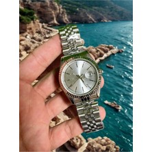 Leerybee Özel Kutusunda Klasik Model Gümüş Renk Çelik Kordon Erkek Kol Saati