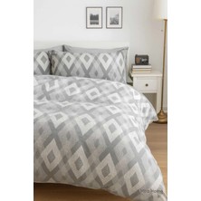 Mira Home Iç Içe Baklava Desen Gri Pamuklu  Nevresim Takımı