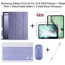 Yesnice Yesnıce Samsung Galaxy S10 Lite 10.9 Inç Uyumlu Standlı Kılıf ve Dokunmatik Kalem ve Klavye ve Mouse