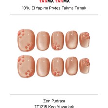 Takma Takma 10'lu Pembe Kısa Kare TT1215 Tekrar Kullanılabilir El Yapımı Protez Takma Tırnak - Pembe-XS