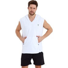 Cervus Erkek T-Shirt Sıfır Kol Kapşonlu Spor Sweatshirt