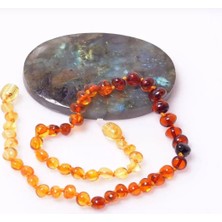 Taşmir Sertifikalı Damla Kehribar Gökkuşağı Model Bebek Kolye