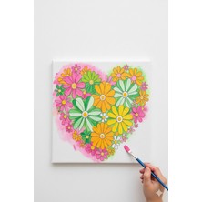 Okul Etkinliği 20X20 Resimli Tuval Çocuk Boyama Seti-Sevimli Kedi_model-4 Resimli 3 Boya 1 Fırça