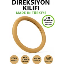 Trobus Volkswagen Touareg 2011-2018 Geçmeli Direksiyon Kılıfı Delikli Bej Deri