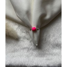 Pel Design Pembe Lav Taşı Ayarlanabilir Gümüş Renk Tel Yüzük