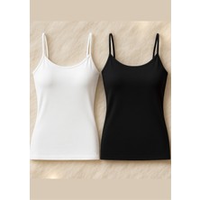 Loule Kadın Giyim Ip Askılı Modal & Pamuklu 2 Adet Siyah - Beyaz Atlet LL.K66.O002.001