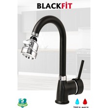 Blackfit Siyah Delta Mutfak Bataryası Oynar Başlıklı Mutfak Musluğu Eviye Bataryası Çift Su Girişli