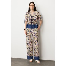 Accort Desenli Bol Paça Pantolon-Lacı