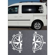 Sticker Dizayn 2 Li Yarım Pusula Sticker - Araba Oto Motosiklet Karavan Sticker Etiket 02175