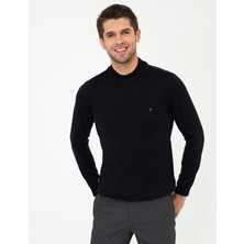 Pierre Cardin Erkek Lacivert Slim Fit Yarım Balıkçı Yaka Basic Triko Kazak 50248552-VR033