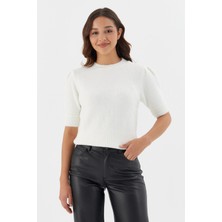 Shopping Shop Kısa Balon Kol Triko Bluz Ekru