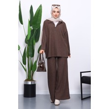 İmaj Butik Kahverengi Kaşkorse Tunik Pantolonlu Takım