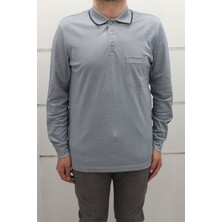 Santa Fistan Store Erkek Düz Klasik Kesim Rahat Kalıp Polo Yaka Tek Cepli Kışlık Ince Sweat