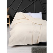 Tuable Waffle Tek Pike Çift Kişilik 220X240CM Krem - %100 Pamuk Yumuşak Pike
