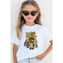 Zeycem Süper Ayı Oyun Karekteri Desen Baskılı Çocuk Siyah ve Beyaz Tshirt