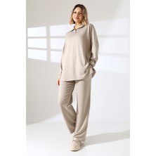 Lubiti Kadın Tesettür Dik Yaka Fermuarlı Eşofman Alt Üst Takım