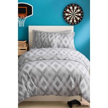 Mira Home Zigzag Desenli Gri Pamuklu Tek Kişilik Nevresim Takımı