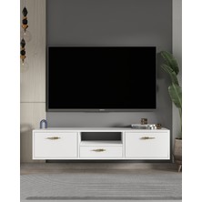 Demonte Decor 1326DROPDD-32 Duvara Montaj Tv Sehpası Beyaz-Altın
