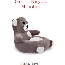 Dzgn Home Portatif Taşınabilir Pelüş Ayıcık Koltuk- Çocuk Koltuğu - Gri Beyaz