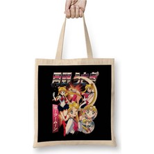 Toyaso Usagi Tsukino Sailor Moon Bez Çanta Uzun Saplı Alışveriş Çantası Plaj Çantası