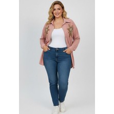 Moda Xlarge Kadın Büyük Beden Pul Payet Işlemeli Uzun Kollu Gömlek 1985-26