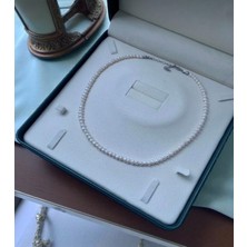 Taşmir Sertifikalı Doğal 4 mm Inci Kolye - 40CM 7 cm Uzatma Zinciri