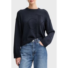 Calvin Klein Logolu Pamuklu Relaxed Fit Bisiklet Yaka Örme Kazak LV047D304GCEF Bayan Kazak LV047D304G Cef