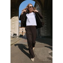 Açelya Okcu Premium Vento Orta Bel Wide Leg Dokuma Pantolon