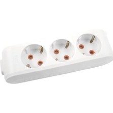 Hello Papana Viko Multi-Led Üçlü Priz Topraklı Çocuk Korumalı Klemensli-Beyaz