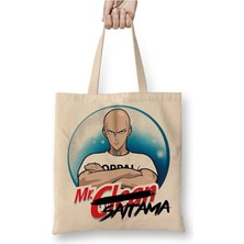 Toyaso One Punch Man Saitama Bez Çanta Uzun Saplı Alışveriş Çantası Plaj Çantası