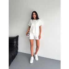 Şortlu Takım Modal Kumaş /şortlu Takım Tavşan Nakışlı Günlük Kullanıma Uygun