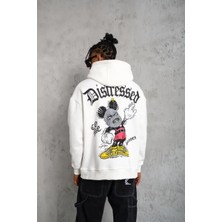 Rawea Fashion Erkek Üç Iplik Baskılı Kapüşonlu Sweat - Beyaz