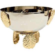 Lara Decor Gold Yapraklı Gümüş Seta Kase