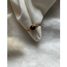Pel Design Garnet Lal Taşı Ayarlanabilir Altın Tel Yüzük