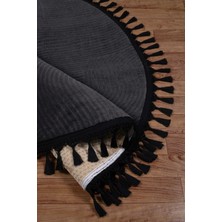 Valery Home Rölyef Joy Daire Vizon Kaymaz Taban Kesme Halı Pon Pon