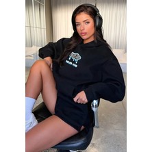 Oversize Pamuklu Hoodie - Drip Streetwear Tasarım Sweatshirt Model neverminddripnvr Siyah