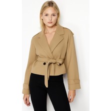 Hakke Dokuma Trençkot Crop Blazer ceket