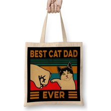 Toyaso Best Cat Dad Ever Funny Cat Daddy Father Day Vintage Kedi Babası Bez Çanta Alışveriş Çantası