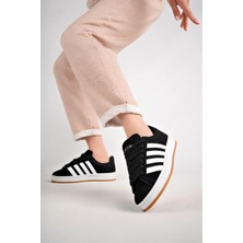 Black Kadın Günlük Sneaker Ortopedik Taban Spor Ayakkabı Yedek Bağcık Hediyeli DAR KALIPTIR BİR BEDEN BÜYÜK ALINIZ
