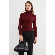 FullaModa Drapeli Balıkçı Yaka Bluz